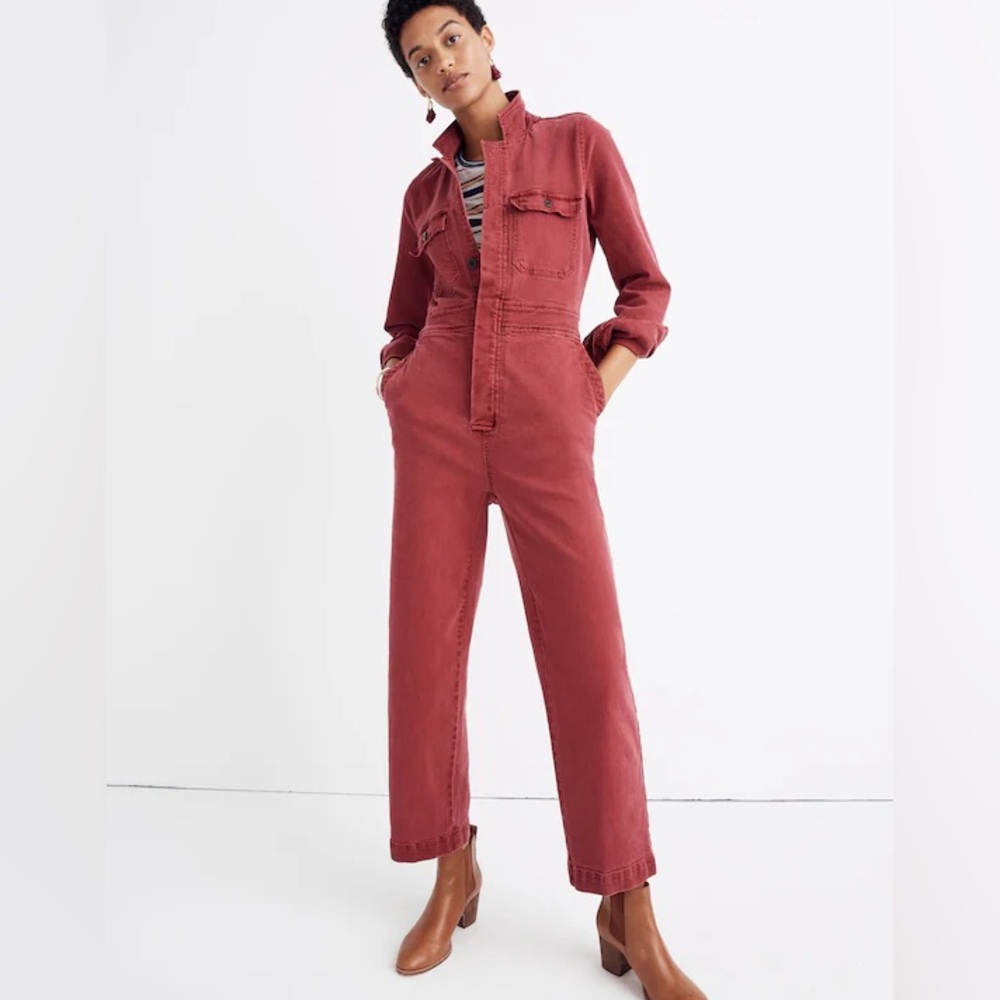 Madewell Garment Dyed Red Denim Coveralls
